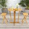 Natural Teak Wood Folding Bar Table with Oval Top, Cross Base and Space-Saving Design